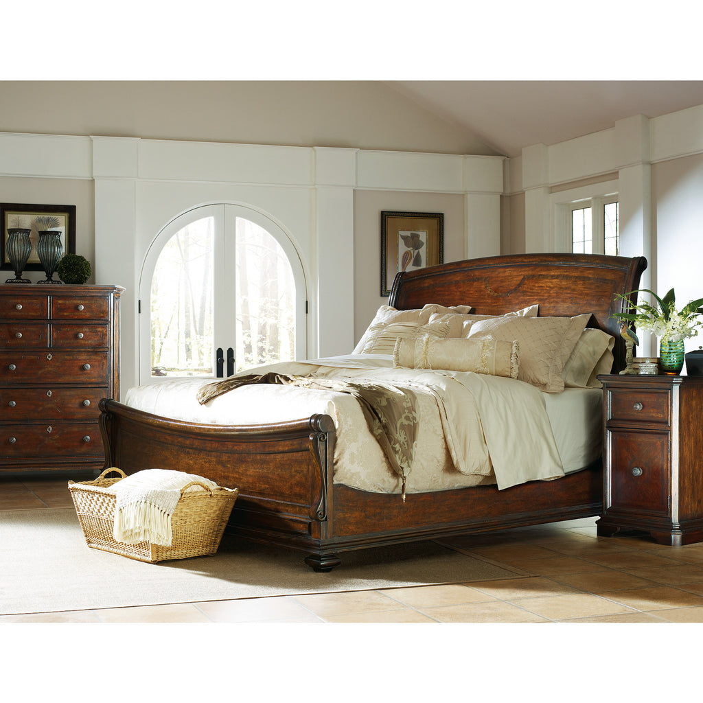 Benson Sleigh Bed in Burnished Honey