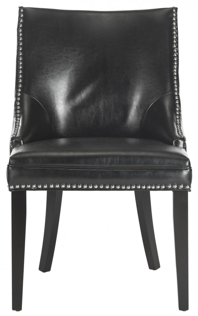 Ester Nailhead Dining Chair in Black Leather