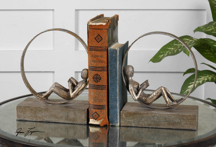 Lounging Reader, Bookends, S/2