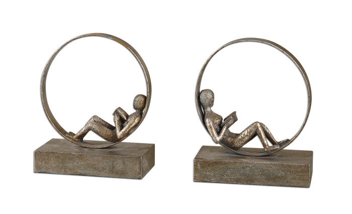 Lounging Reader, Bookends, S/2