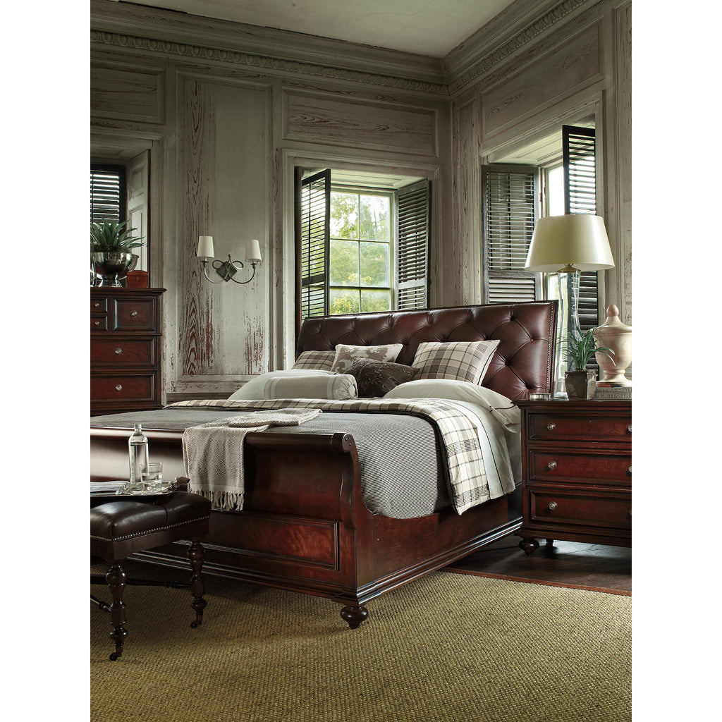 Hemingway Leather Tufted Sleigh Bed