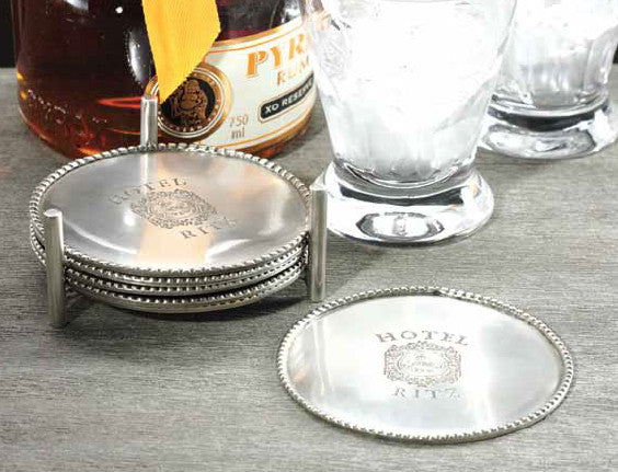 Hotel Ritz Coasters in Caddy (Set of 6)