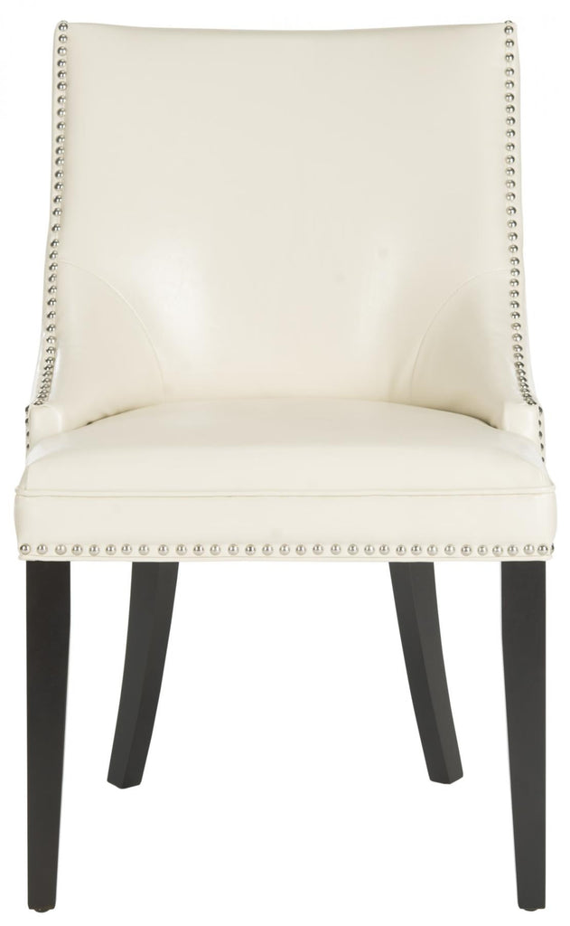 Ester Nailhead Dining Chair in White Leather
