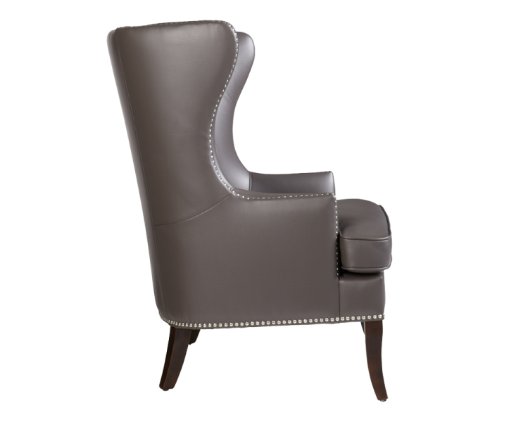 Hugh Grant Leather Wing Chair in Ivory